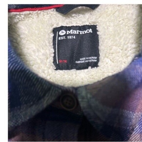 Marmot Jacket Women’s Medium Sherpa Lined Plaid Flannel Shacket Outdoor Hiking - Picture 4 of 4